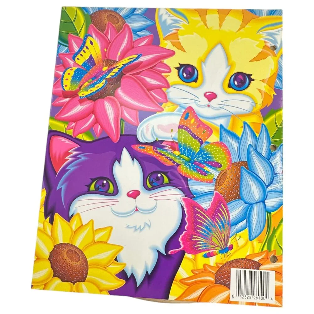 Lisa Frank Vintage Yellow Purple Cat Butterfly Flower File Folder 2003